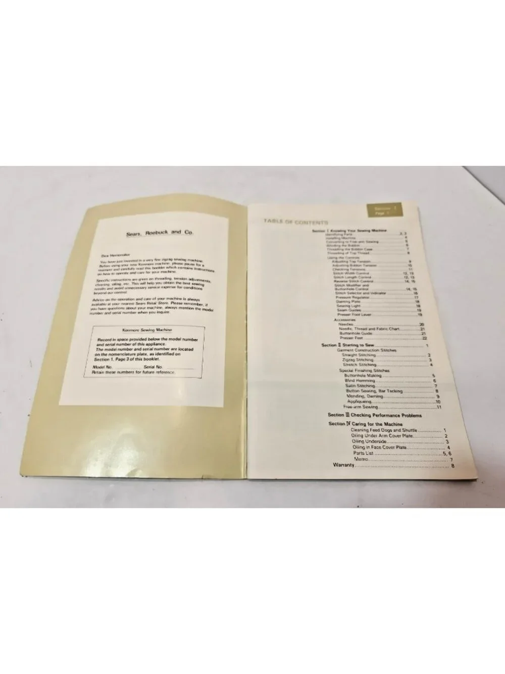 Kenmore 1252 Zigzag Sewing Machine Owners Manual Book Instructions